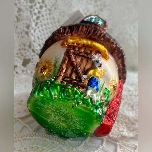 Christopher Radko Blown Glass Cottage Ornament with Bunny & Butterfly / Spring - Picture 4 of 8